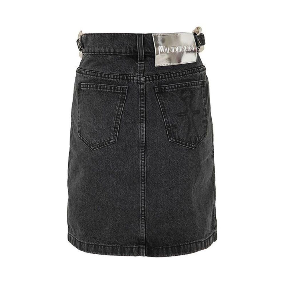 JW ANDERSON Denim Skirt with Metallic Back Tab Women BLACK Skirts